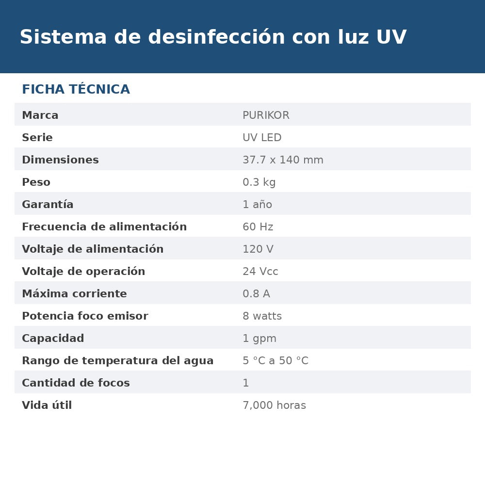 PK-UV-LED4 ficha
