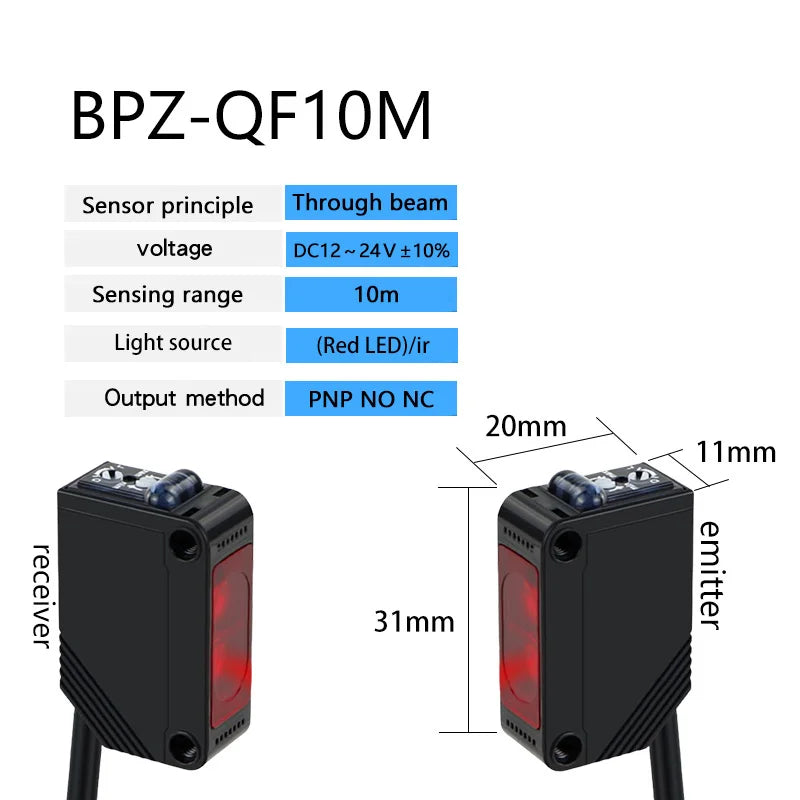BXUAN E3Z infrared diffuse reflection photoelectric switch sensor NPN PNP NO+NC Sn: 10cm-30cm lens reflection optical sensor