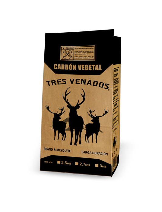 Bolsa para carbón Tres Venados 3 kg kraft 1 tinta, paquete de 500 piezas