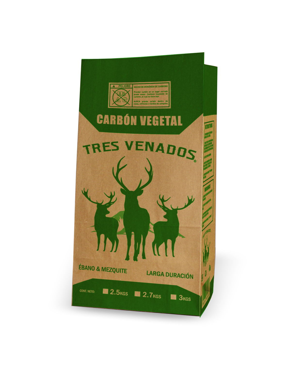 Bolsa para carbón Tres Venados 3 kg kraft, otra opción de tinta