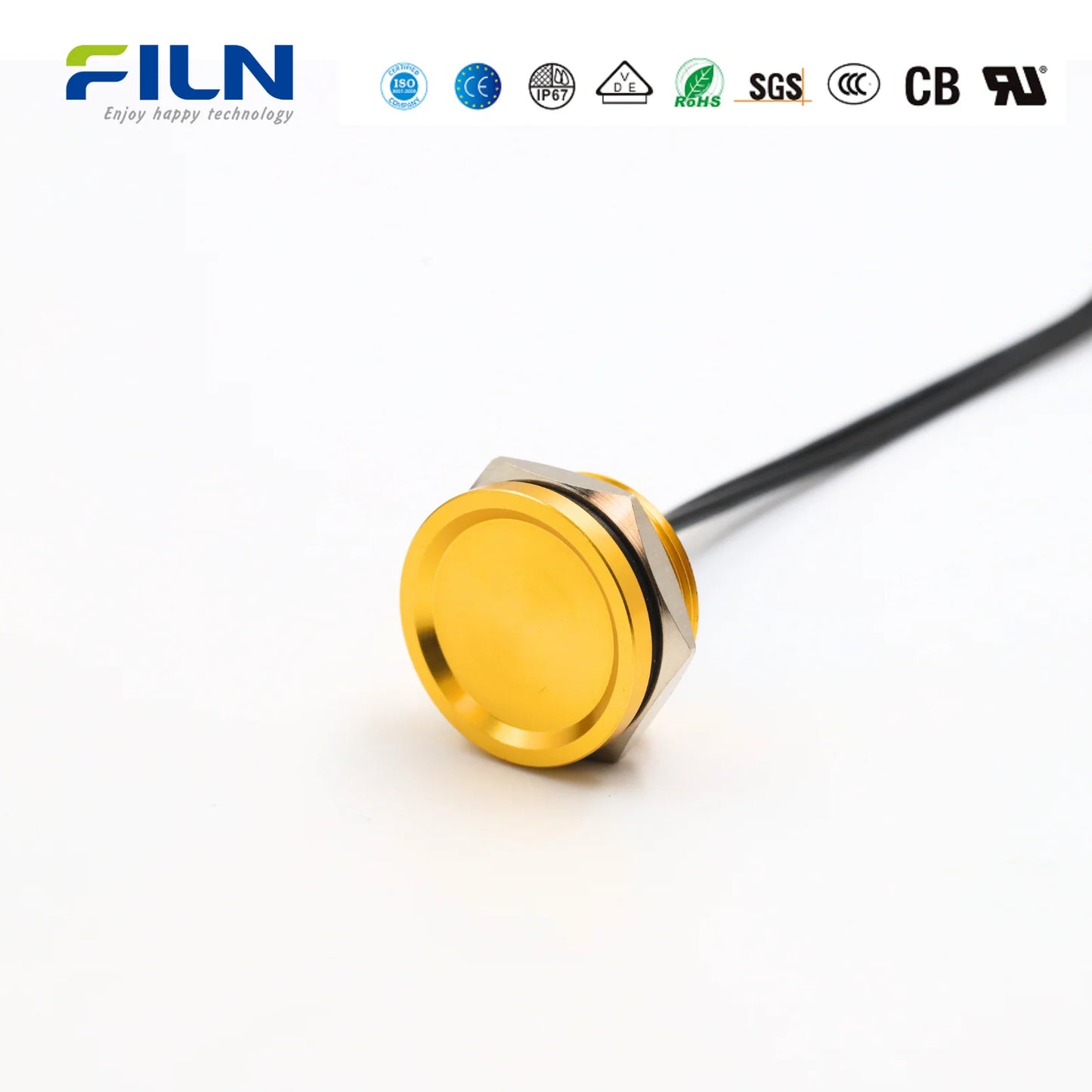 Botón Pulsador Piezoeléctrico FILN IP68, 16/19/22mm, Salida por Pulso, Industrial/Médico/Marino