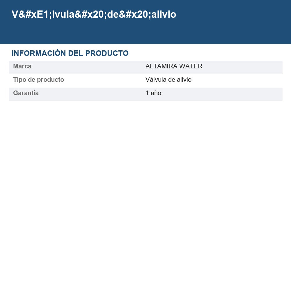 Válvula de alivio ALI1/2