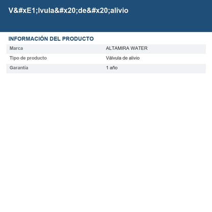 Válvula de alivio ALI1/2