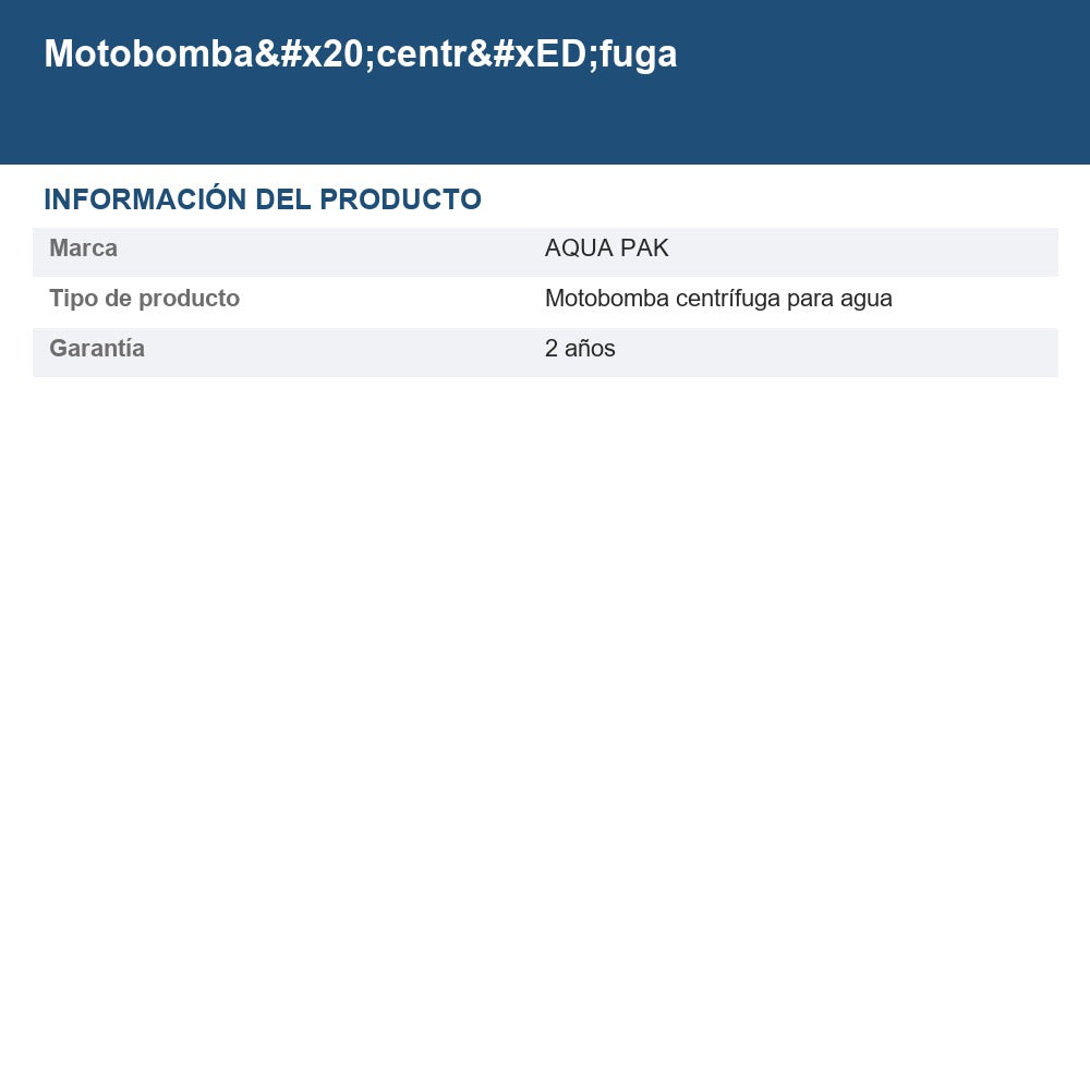 Motobomba centrífuga AQ-CFB50-1127