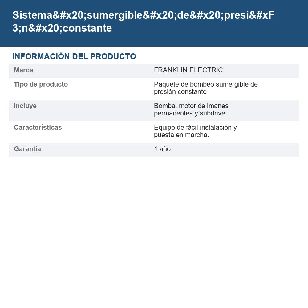 Sistema sumergible de presión constante C-60SDPM-3HP