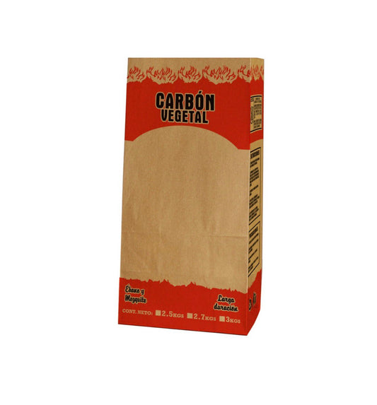 Bolsa para carbón vegetal kraft 3 kg impresa a 2 tintas sin logotipo
