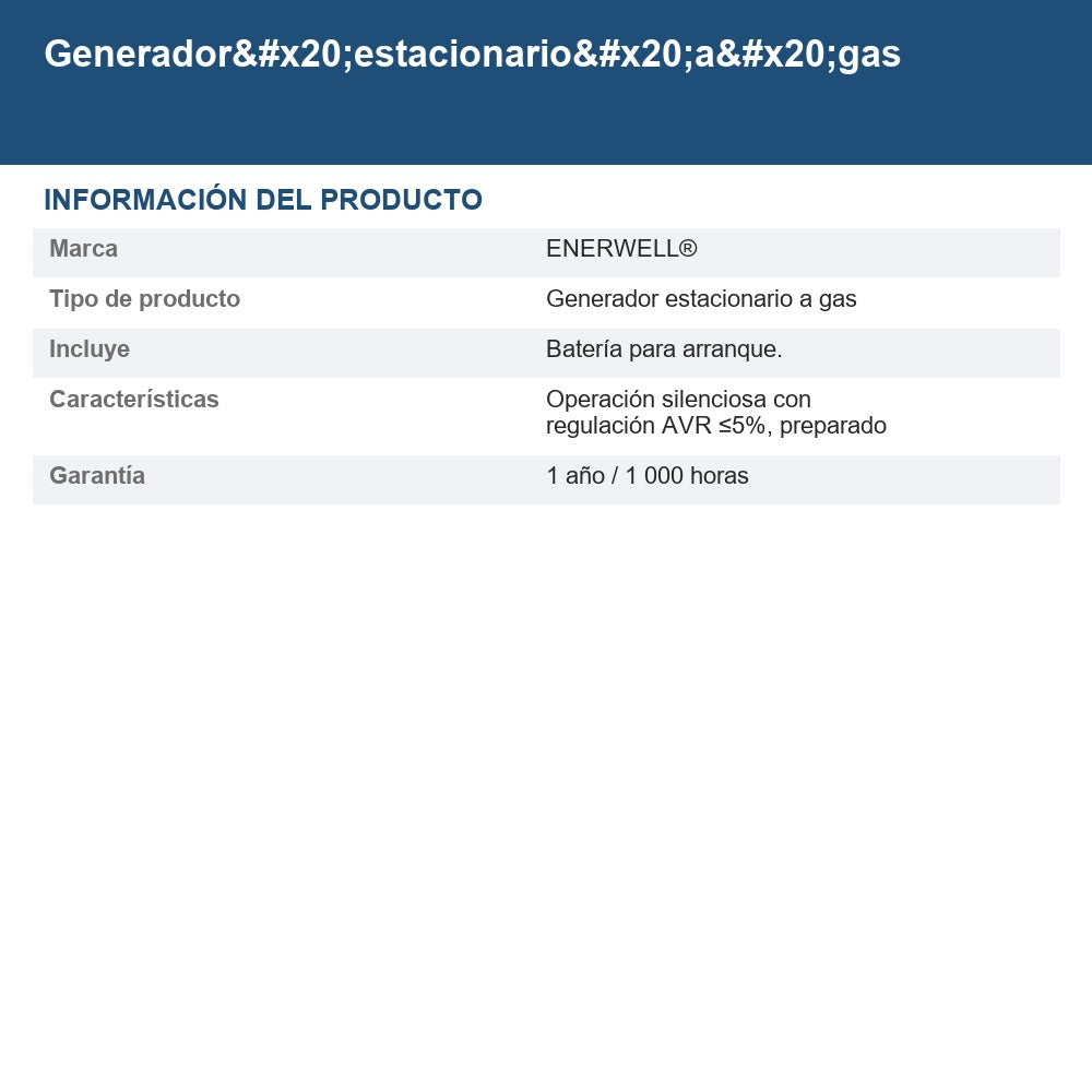 Generador estacionario a gas EGX-15KW-A