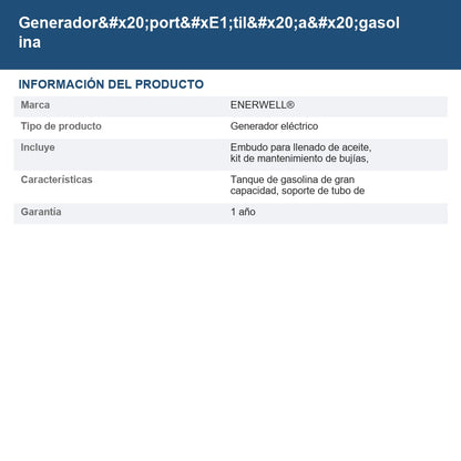 Generador portátil a gasolina ENERWELL-G2500