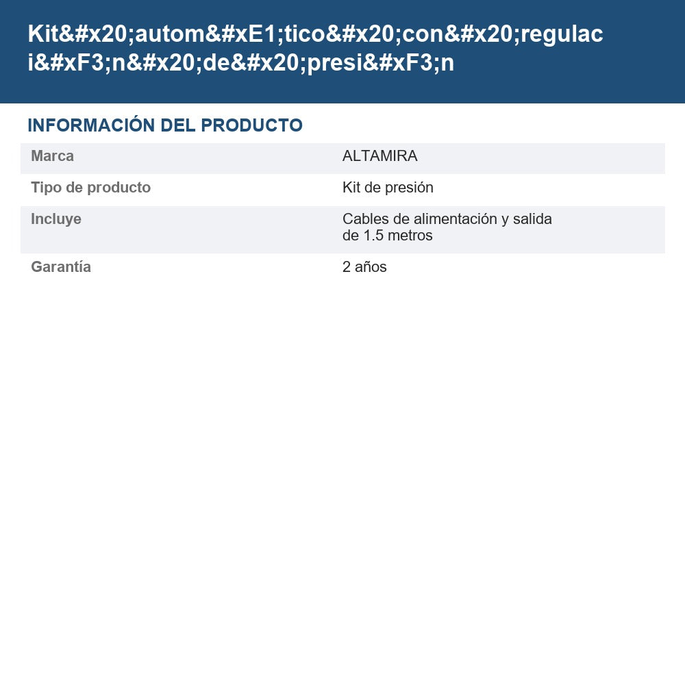 Kit automático con regulación de presión EVOPRES-16