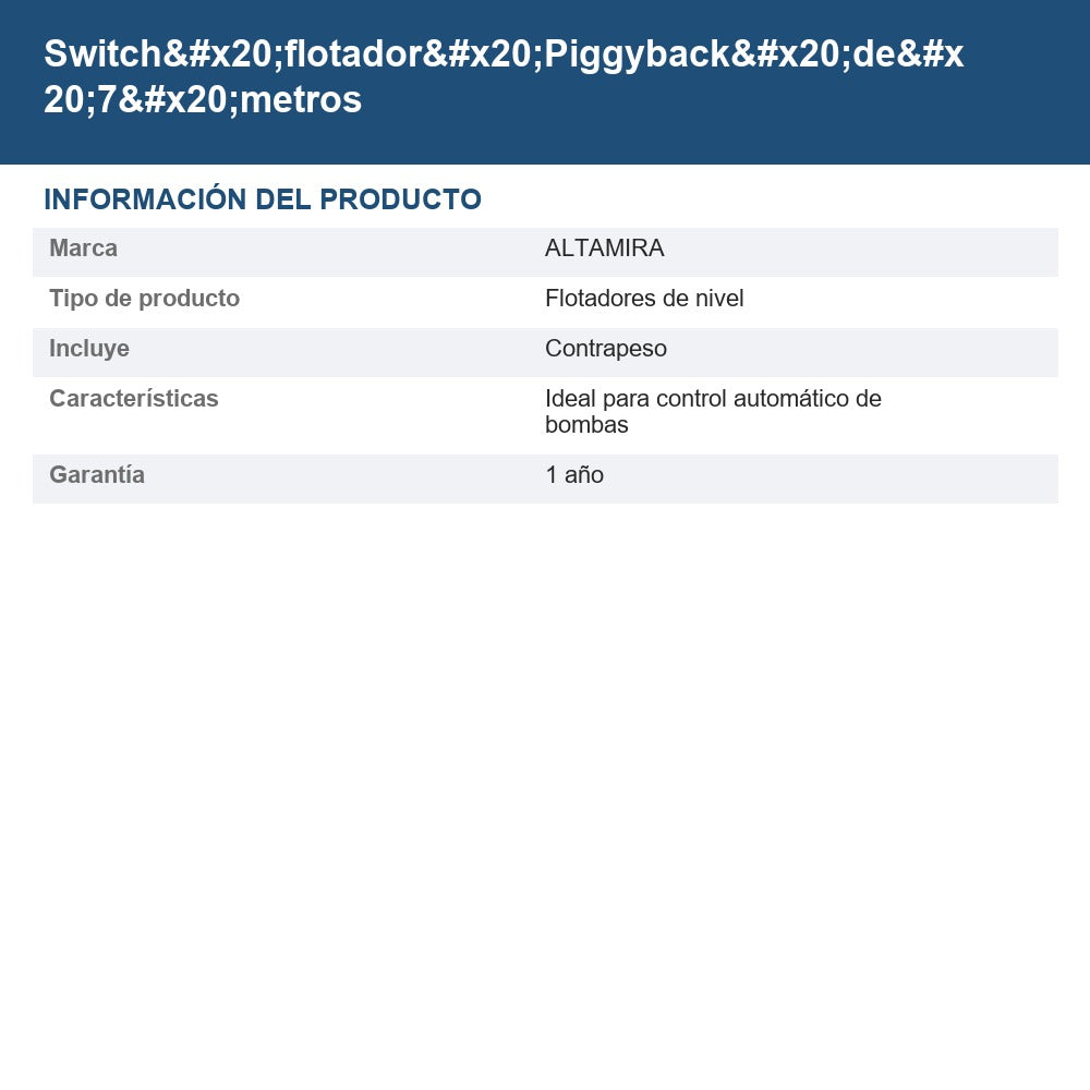 FLOTADOR-AL-PBD7 info