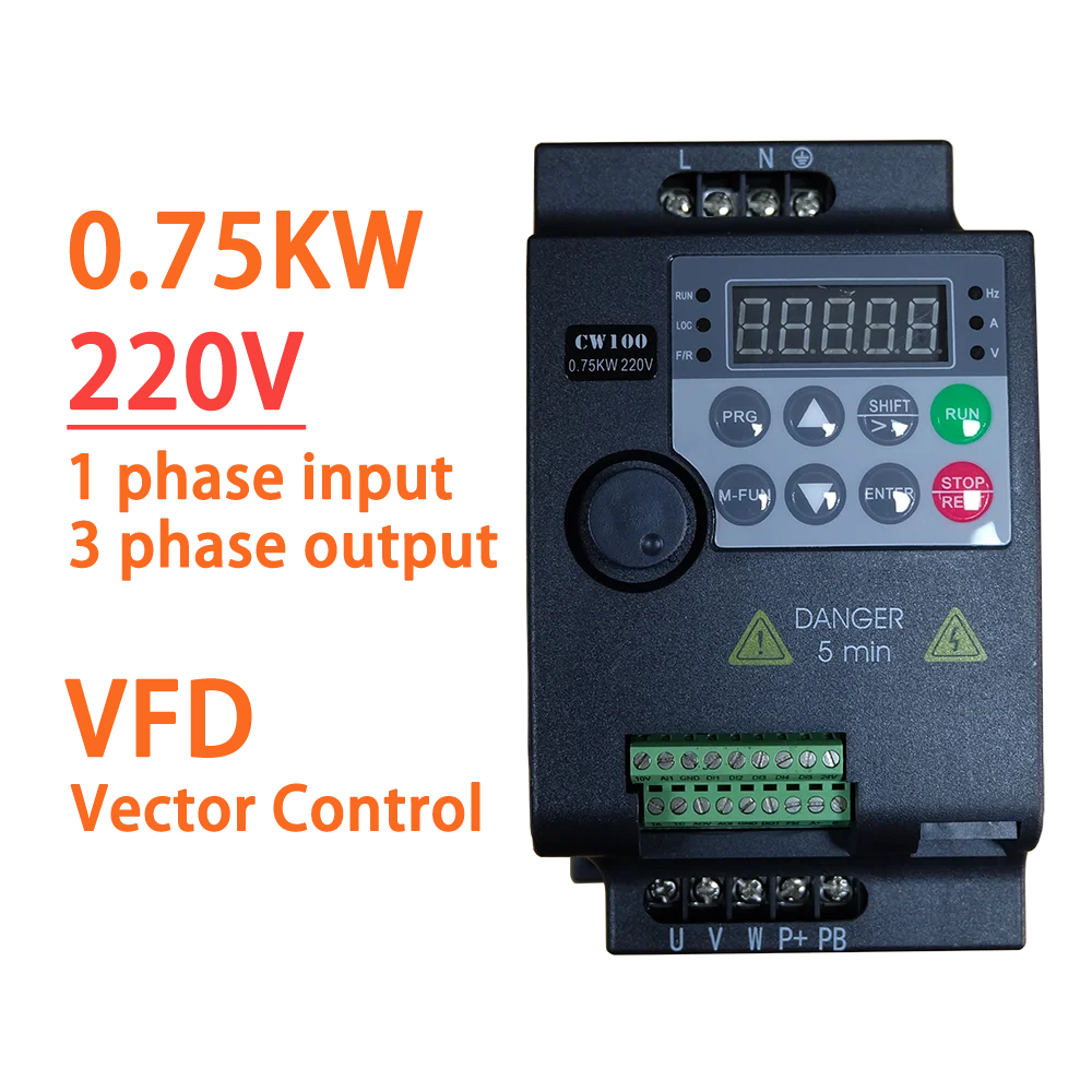 220V 0.75KW/1.5KW/2.2KW 1HP/2HP/3HP Economical Mini VFD Variable Frequency Drive Converter for Motor Speed Control Inverter