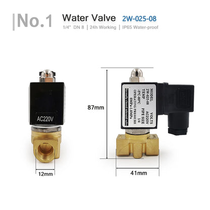 Electroválvula Solenoide Normalmente Cerrada 1/4"-1" (DN8-DN32), IP65, 12V/24V/110V/220V, Agua/Aceite/Aire
