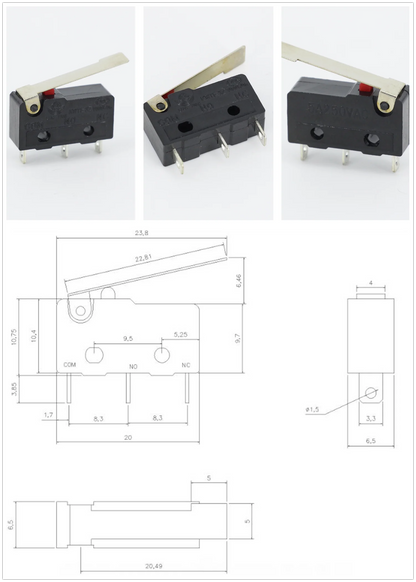100 PCS/lot 3 pin/2pin All New Limit Switch 5A250VAC KW11-3Z Mini Micro Switch  With Pulley Laser Machine Micro Limit Sensor