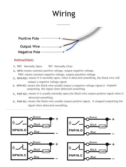 M8 Inductive Sensor Switch with Thread without Thread NPN PNP 3Wires Proximity Switches NO NC 1mm 2mm 3mm 4mm 6mm
