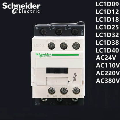 Schneider-Industrial Electrical Control Equipment, AC Contactors, LC1D Series, BC7, F7C, M7C, Q7C, 24V, 110V, 220V, 380V