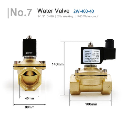 Electroválvula Solenoide Normalmente Cerrada 1/4"-1" (DN8-DN32), IP65, 12V/24V/110V/220V, Agua/Aceite/Aire