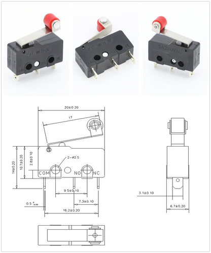 100 PCS/lot 3 pin/2pin All New Limit Switch 5A250VAC KW11-3Z Mini Micro Switch  With Pulley Laser Machine Micro Limit Sensor