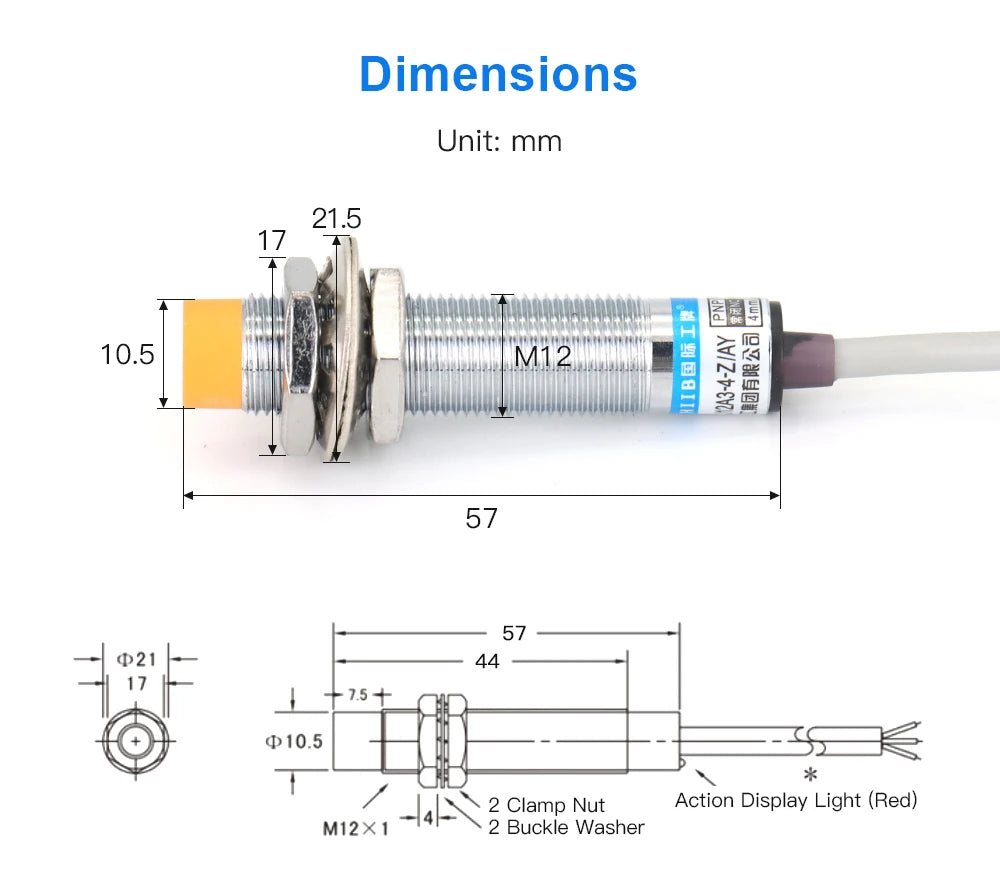 Aubalasti Approach Sensor LJ12A3-4-Z Series Inductive Proximity Switch Sensor M12 4mm 6-36VDC 300mA NPN PNP NO NC