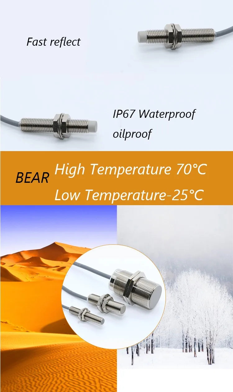 M8 Inductive Sensor Switch with Thread without Thread NPN PNP 3Wires Proximity Switches NO NC 1mm 2mm 3mm 4mm 6mm