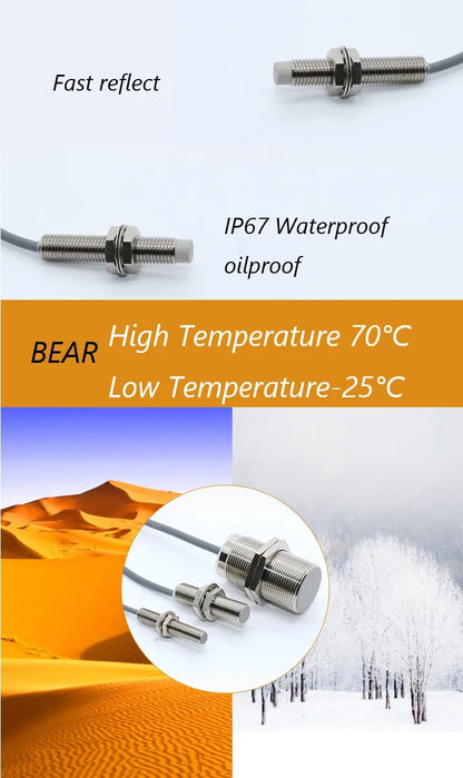 M8 Inductive Sensor Switch with Thread without Thread NPN PNP 3Wires Proximity Switches NO NC 1mm 2mm 3mm 4mm 6mm
