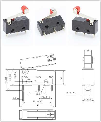 100 PCS/lot 3 pin/2pin All New Limit Switch 5A250VAC KW11-3Z Mini Micro Switch  With Pulley Laser Machine Micro Limit Sensor
