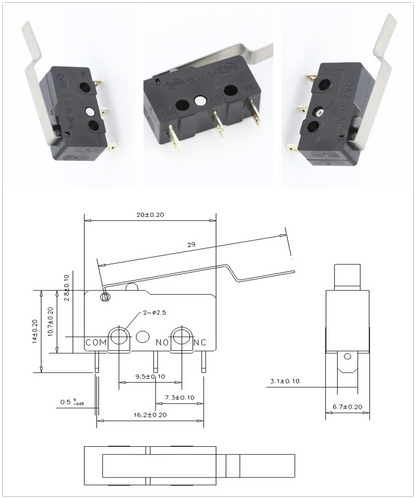 100 PCS/lot 3 pin/2pin All New Limit Switch 5A250VAC KW11-3Z Mini Micro Switch  With Pulley Laser Machine Micro Limit Sensor