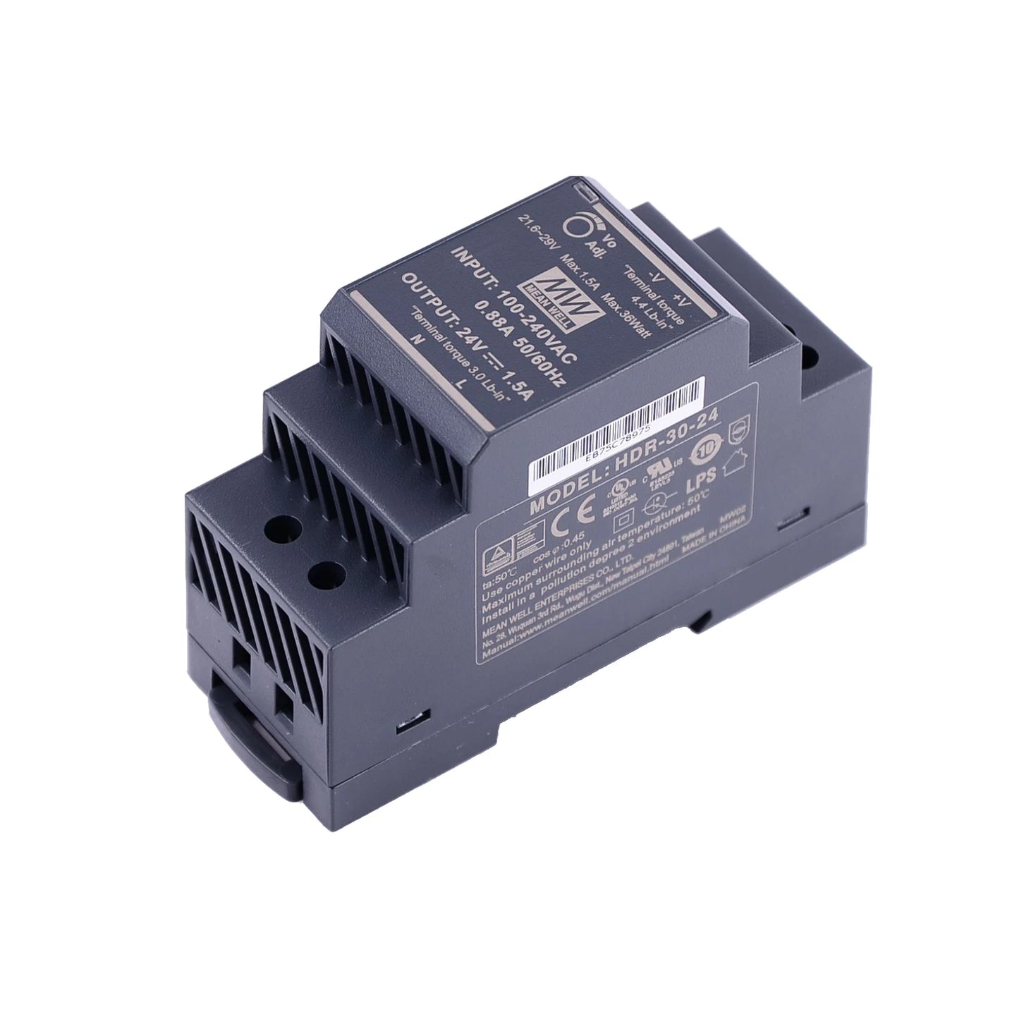 Original Mean Well HDR-15 30 60 100 150 Series DC 5V 12V 15V 24V 48V Meanwell Ultra Slim Step Shape DIN Rail Power Supply