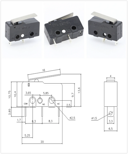 100 PCS/lot 3 pin/2pin All New Limit Switch 5A250VAC KW11-3Z Mini Micro Switch  With Pulley Laser Machine Micro Limit Sensor