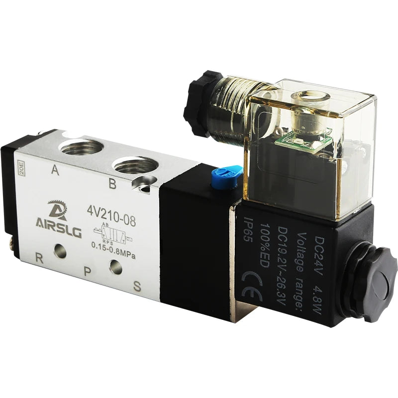 4V210-08 4v110-06 M5 Pneumatic Solenoid Air Valve 1/4" 1/8" 3/8" 1/2" inch 2/5 Electromagnetic 4V310-10 12V 24V 110V 220V