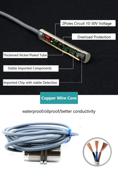 M8 Inductive Sensor Switch with Thread without Thread NPN PNP 3Wires Proximity Switches NO NC 1mm 2mm 3mm 4mm 6mm
