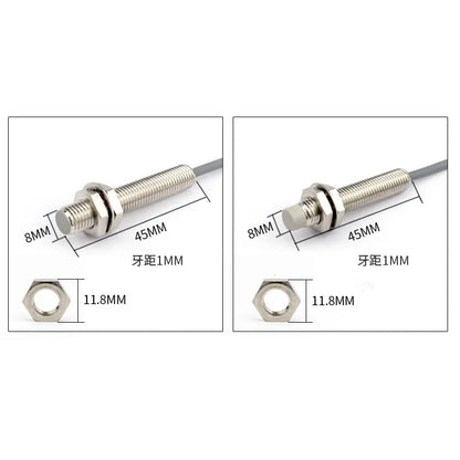 M8 Inductive Sensor Switch with Thread without Thread NPN PNP 3Wires Proximity Switches NO NC 1mm 2mm 3mm 4mm 6mm