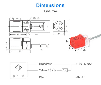 WaveTopSign Inductive Proximity Sensor Switch PL-05N 5mm NPN out DC10-30V Normal Open NEW for Laser Cutting Machine