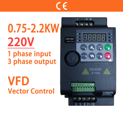 220V 0.75KW/1.5KW/2.2KW 1HP/2HP/3HP Economical Mini VFD Variable Frequency Drive Converter for Motor Speed Control Inverter