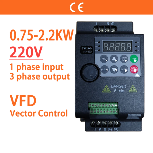 220V 0.75KW/1.5KW/2.2KW 1HP/2HP/3HP Economical Mini VFD Variable Frequency Drive Converter for Motor Speed Control Inverter