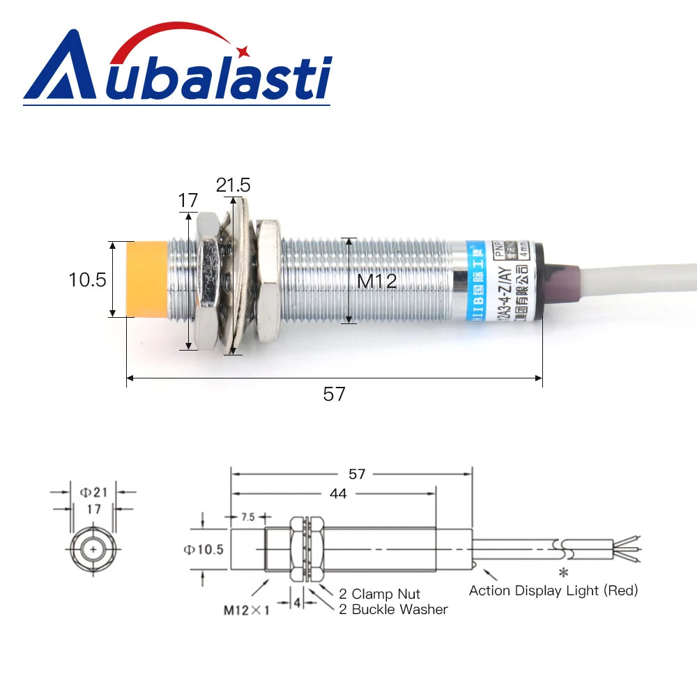 Aubalasti Approach Sensor LJ12A3-4-Z Series Inductive Proximity Switch Sensor M12 4mm 6-36VDC 300mA NPN PNP NO NC