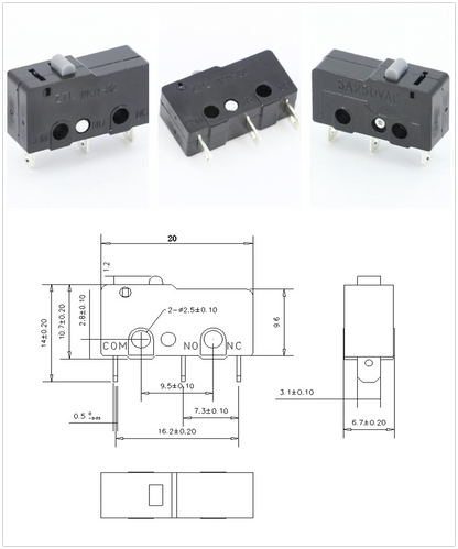 100 PCS/lot 3 pin/2pin All New Limit Switch 5A250VAC KW11-3Z Mini Micro Switch  With Pulley Laser Machine Micro Limit Sensor