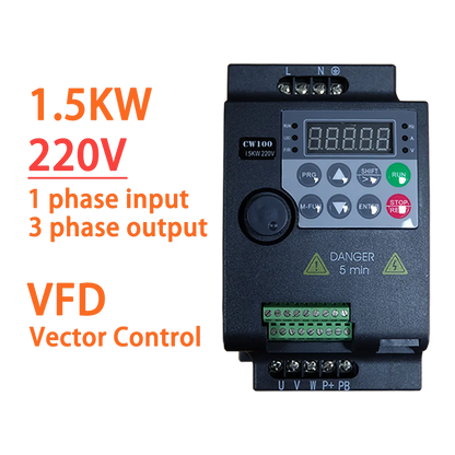 220V 0.75KW/1.5KW/2.2KW 1HP/2HP/3HP Economical Mini VFD Variable Frequency Drive Converter for Motor Speed Control Inverter