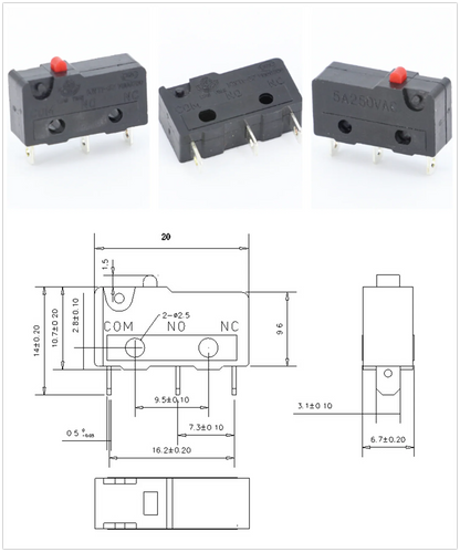 100 PCS/lot 3 pin/2pin All New Limit Switch 5A250VAC KW11-3Z Mini Micro Switch  With Pulley Laser Machine Micro Limit Sensor