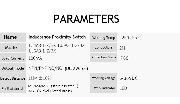 Stainless Steel M3 M4 M5 M6 Mini Proximity Switches Inductive Sensor Switch NPN PNP 0.6mm 0.8mm 1mm 1.2mm Detective Distance