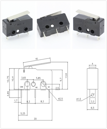 100 PCS/lot 3 pin/2pin All New Limit Switch 5A250VAC KW11-3Z Mini Micro Switch  With Pulley Laser Machine Micro Limit Sensor