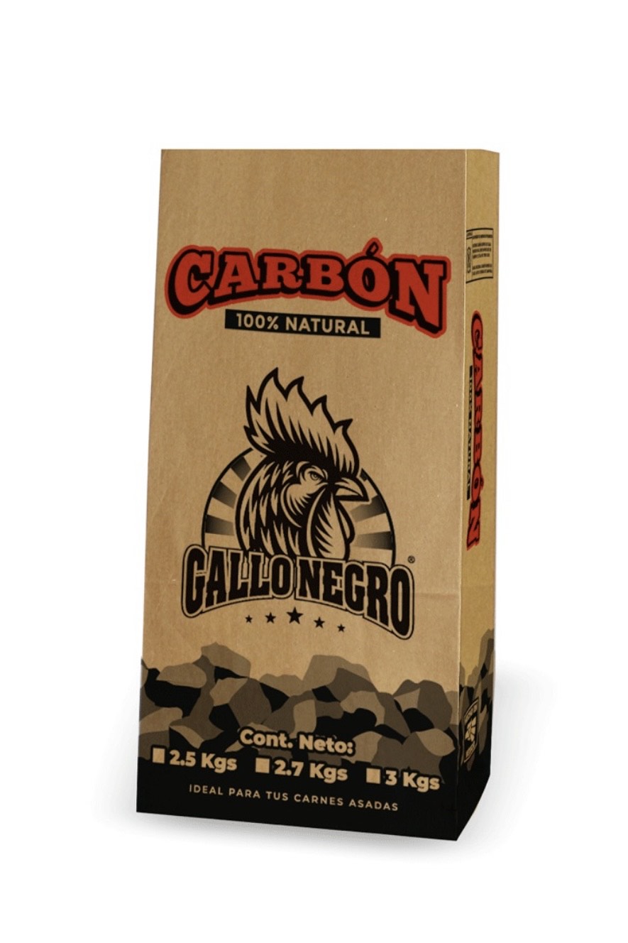 Bolsa para carbón Gallo Negro 3 kg kraft 2 tintas, paquete de 500 piezas