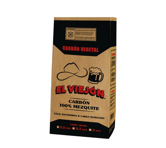 Bolsa para carbón El Viejón 3.6 kg kraft 2 tintas, paquete de 500 piezas