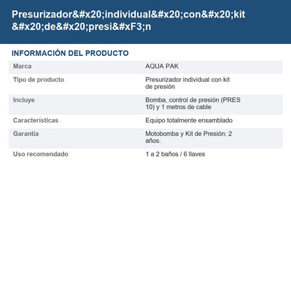 PRES-AP50-P10 info