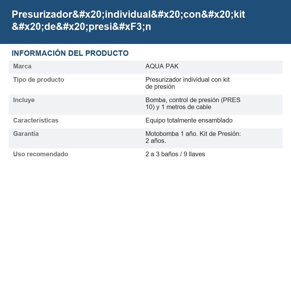 PRES-PET08-P10 info