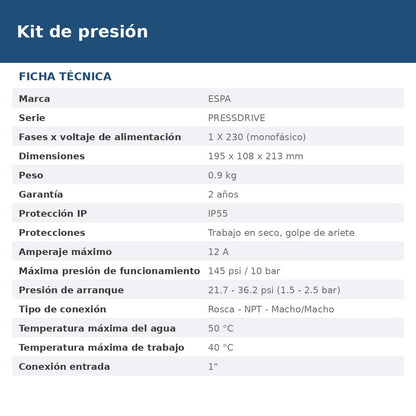 PRESSDRIVE05/230 ficha