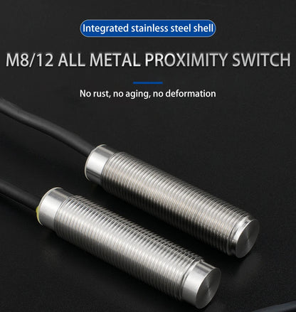 Cloweit M8/M12 All Metal Encapsulated Proximity Switch Sensor Inductive Three Wire NPN Normally Open
