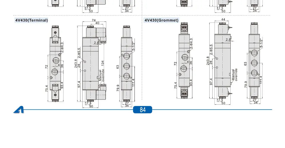 AirTAC 4V120-06 4V220-08 4V320-10 4v420-15 Solenoid Valve Air Valve Two Position Five Way Reversing Valve 12V 24V 110V 220V
