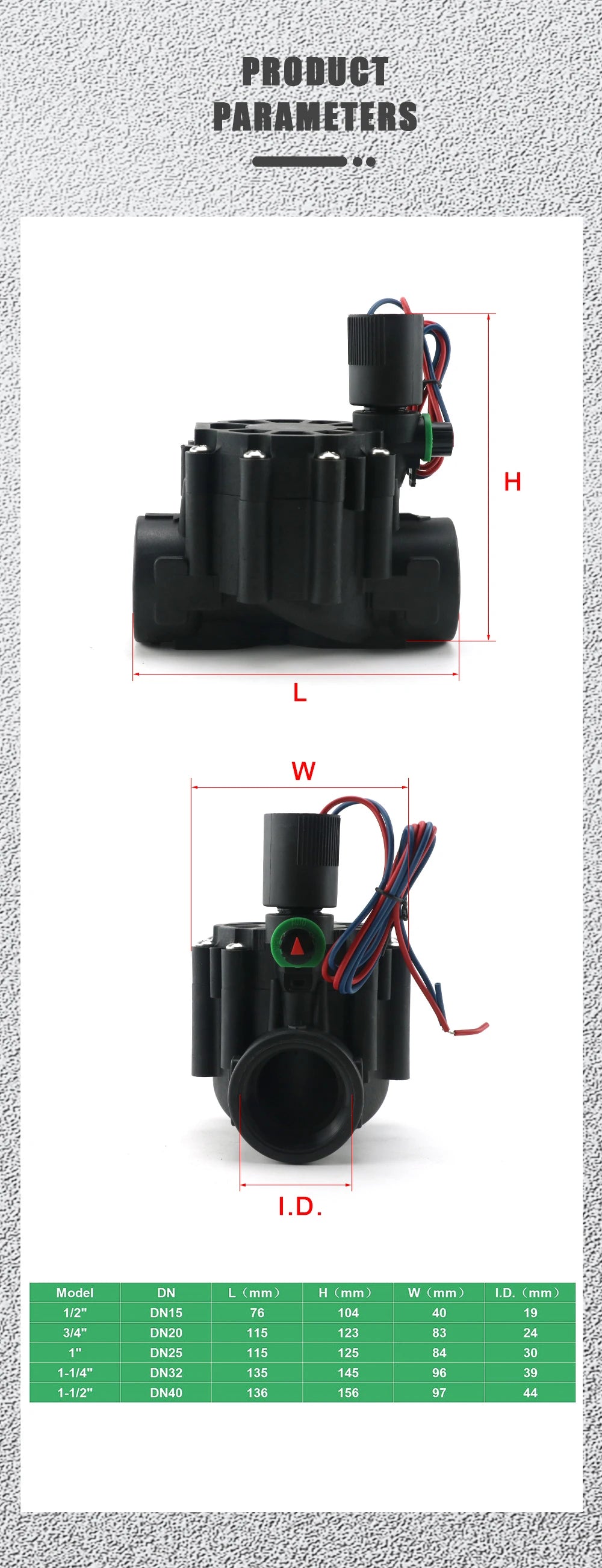 DN15 DN20 DN25 1/2" 3/4" 1" Normally Closed Solenoid Valve AC220V DC12V  Nylon Valve For Farm Garden Landscape Irrigation