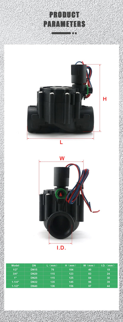 DN15 DN20 DN25 1/2" 3/4" 1" Normally Closed Solenoid Valve AC220V DC12V  Nylon Valve For Farm Garden Landscape Irrigation