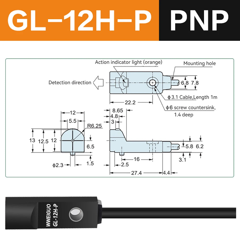 npn Miniature Proximity Switch GL-8H GL-8F GL-12H GL-12F Inductive Proximity Sensor Top sensing detection distance 2.5–4 mm
